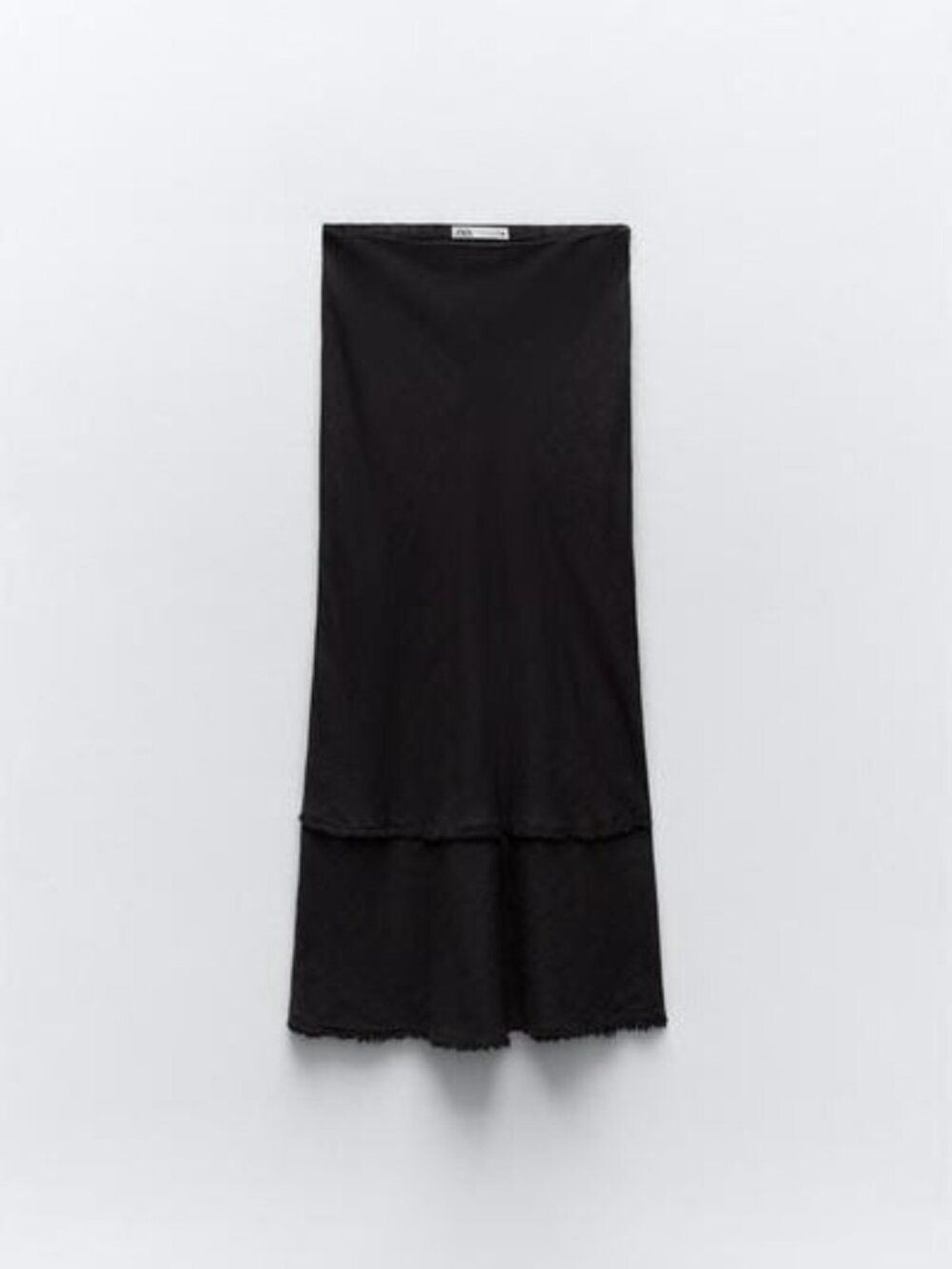 Zara 100% Linen Midi Skirt Washed Charcoal Size L NWT